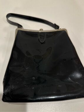 Vintage Classic Black Patent Shoulder Bag